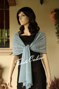 SL1A stola viscosa Azzurra con lurex creata con filati di rimanenza di Missoni