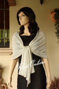 SL1GC stola viscosagrigio chiaro con lurex creata con filati di rimanenza di Missoni
