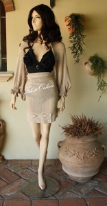 P1B pareo beige punto rete con rombi con coprispalle 2