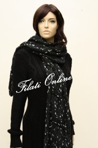 SC3 sciarpa con treccione grigio scuro