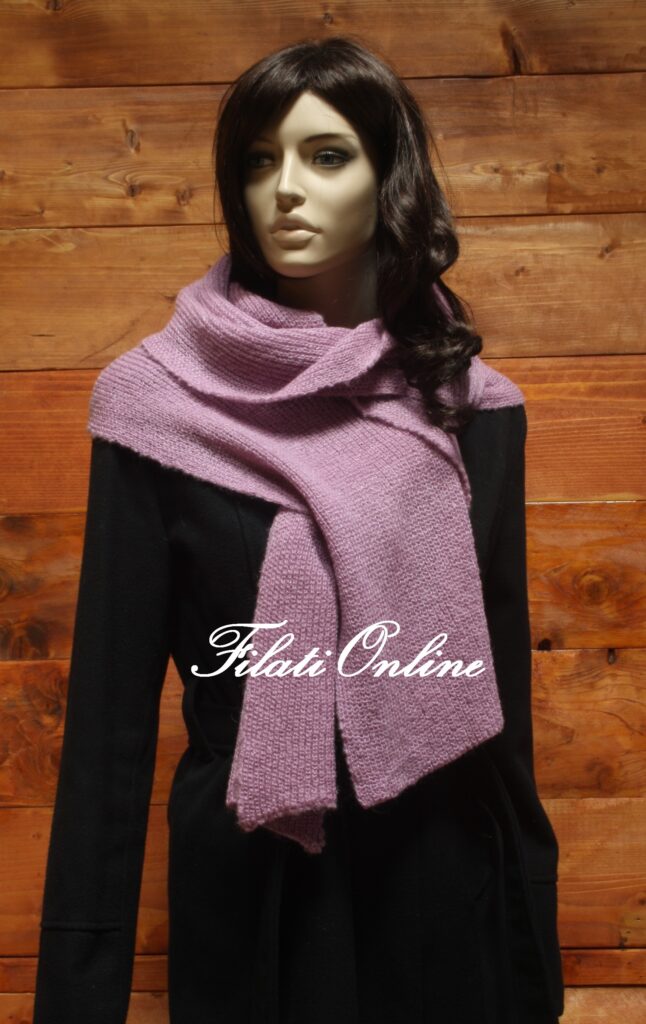 SC4 sciarpa punto fiore misto lana nera con un filo sottilissimo dilurex nero misura 40x 168cm e pesa378gr costo 24€