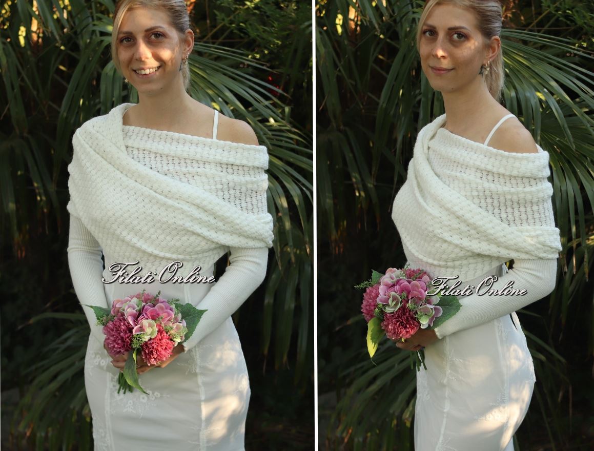 M22 Coprispalle sposa in viscosa e angora elasticizzata con manicotti –  OUTLET – FILATI ON LINE – STOLE MY HEART