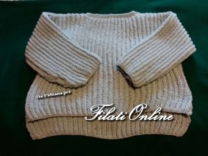 Maglia di ciniglia messa a 9 fili. Ferri 6. Tutta maglia inglese