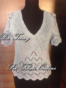 Maglia manica corta da donna cotone e viscosa realizzata con brother finezza 3