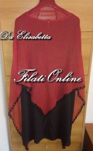Scialle Rosso fatto a macchina finezza 5 con bordo nero