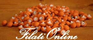 BO100 Lotto bottoni rivestiti in maglia arancio