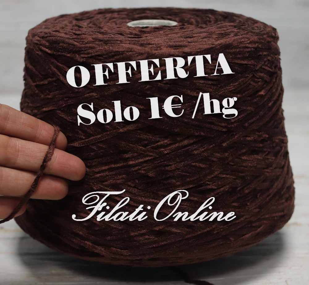 FILATI ON LINE - VENDITA FILATI ITALIANI PREGIATI DI STOCK  CI402 filato  grosso di ciniglia marrone cioccolato OFFERTA 1€/hg