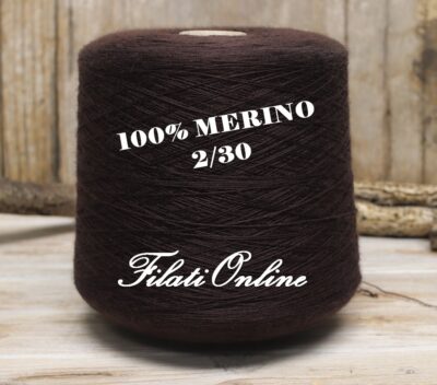 Filato 100% lana merino extrafine marrone caffè Suedwolle Vittoria 2/30 in rocche, ideale per maglieria fine, uncinetto o tessitura"