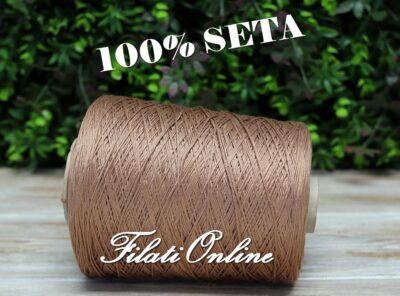 Gomitolo-rocca di seta 100% Mulberry Ivory Botto Giuseppe colore bronzo nude, filato lucido e morbido per lavorazione ai ferri e uncinetto